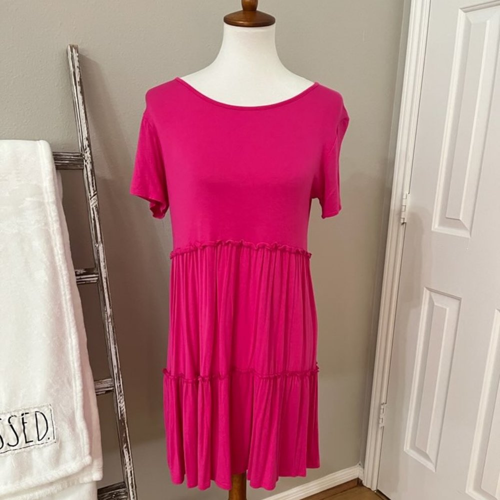 Hot Pink Heimish USA Ruffle Swing Dress - Size Med. NWOT